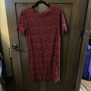 Lulu's Red Sheath Midi Dress for Wedding Guest